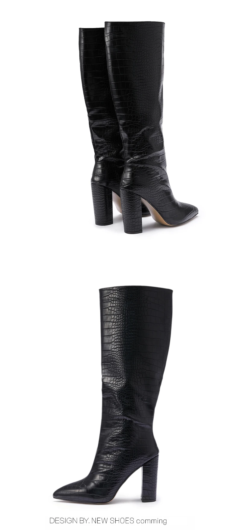 Sepatu Zara Tall Black Boots Winter 2021 Knee High Boots Fashion - Main Image