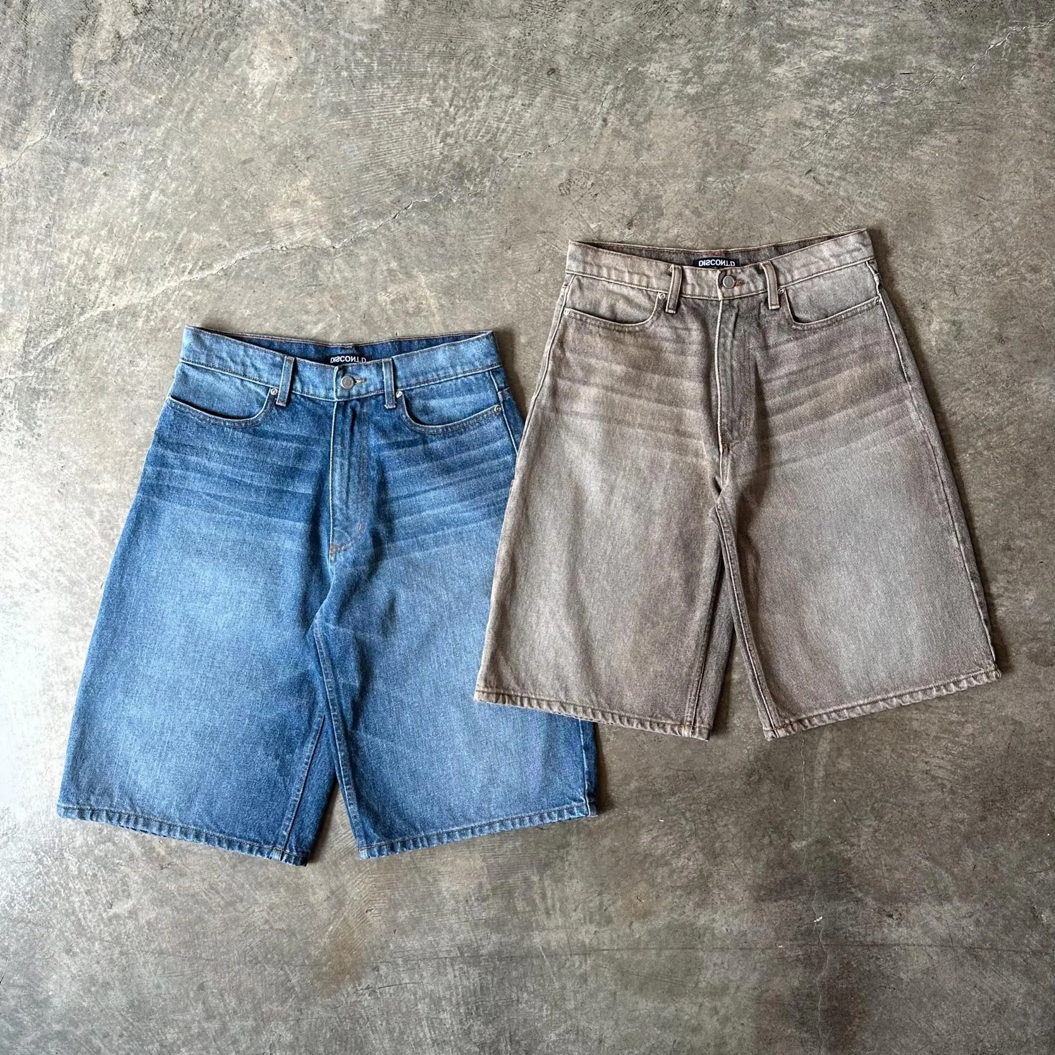 Custom Y2K Skater Short Pant Faded Oversized Double Knee Vintage Distressed Faded Acid Wash Baggy Man Jean Jorts Men Denim Short gallery 4