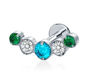 Wholesale Titanium Body Jewelry 5 Different Colors CZ Stones F136 Titanium Labret Stud Piercing No-Fade