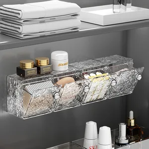 Wall-Mounted Plastic Cotton Swabs and Lipstick Dustproof Flip Cover Storage Box for Bathroom