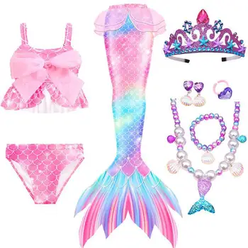 Girls Swimsuit Mermaid Tails Baby Girls Swimwear Swimming Princess Mermaid tail girls Suit Set