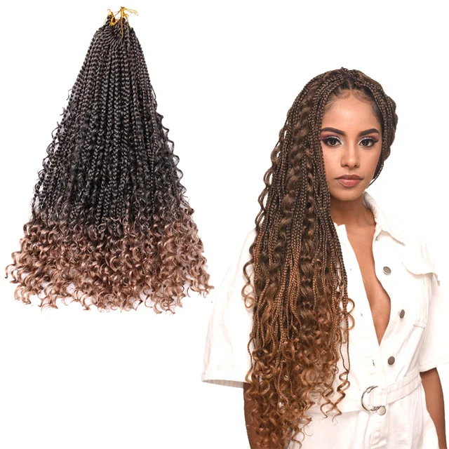KAMA Pre-Looped Dyed Synthetic Braids Soft Hair Extensions Boho Box Jumbo River Loco Butterfly Crochet Single Weft Hair Waving