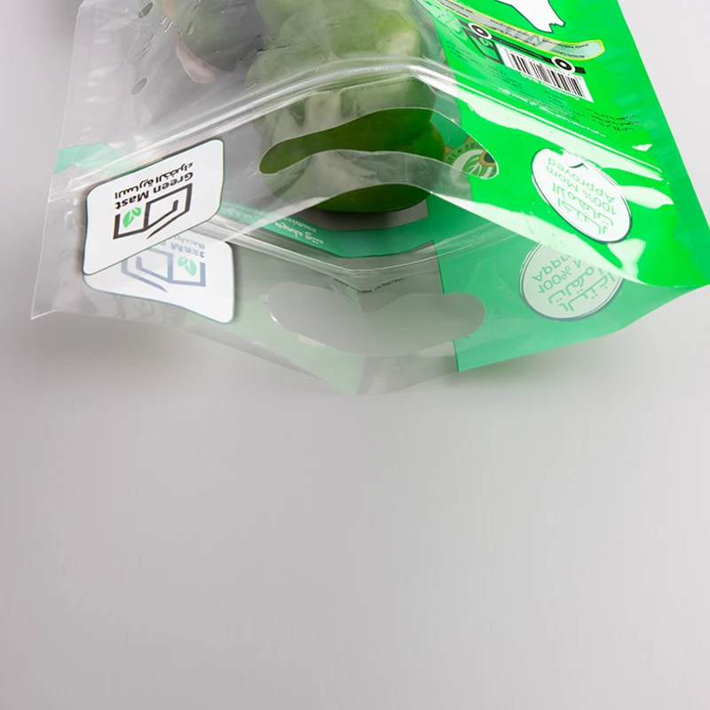 Customized Stand Up Breathable Anti Fog Moisture Fresh Fruit Vegetable Packing Bags With Zipper