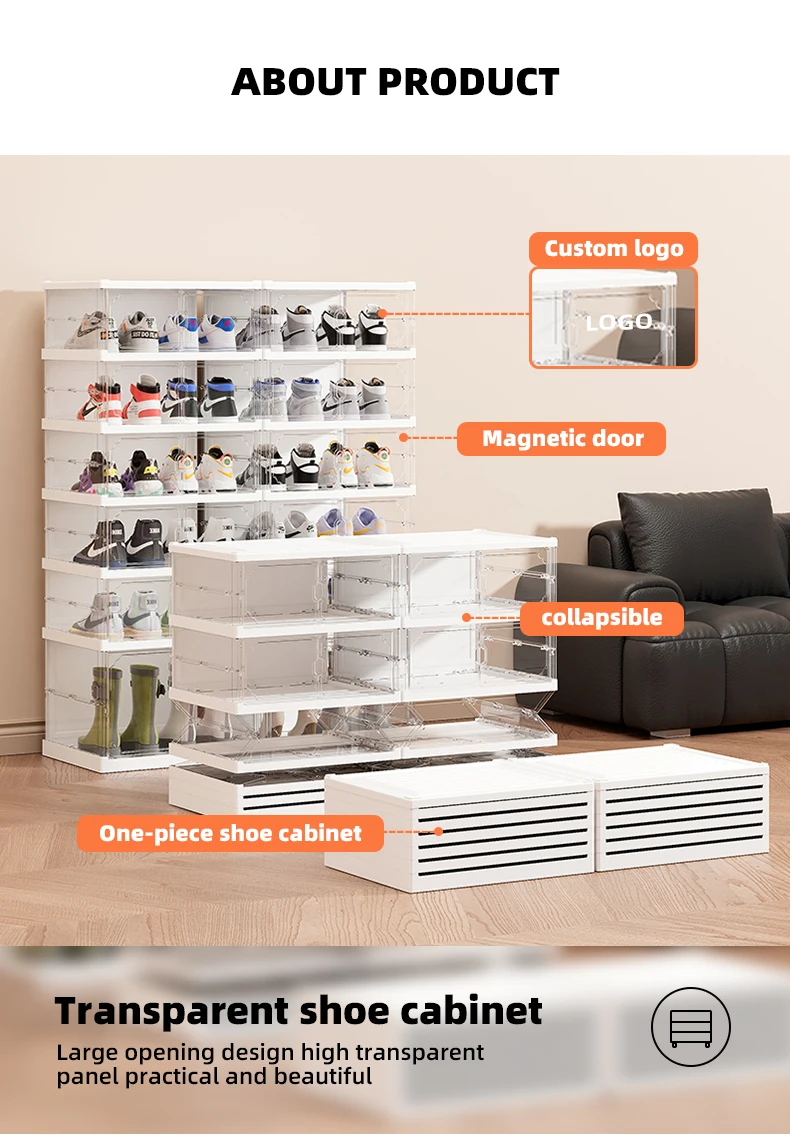 Wannuo Easy To Install One-piece Folding Shoe Cabinet Two-row 6-18 Pairs Capacity Collapsible Shoe Storage With Magnetic Door supplier