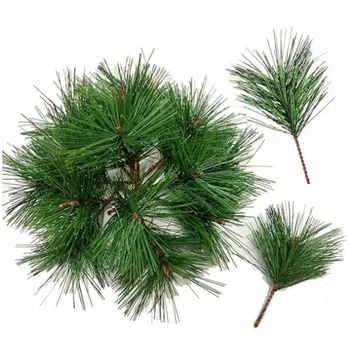 Artificial Green Pine Needles Branches Small Twigs Stems Evergreen Holiday Tree for Christmas DIY Craft Events Holiday Winter