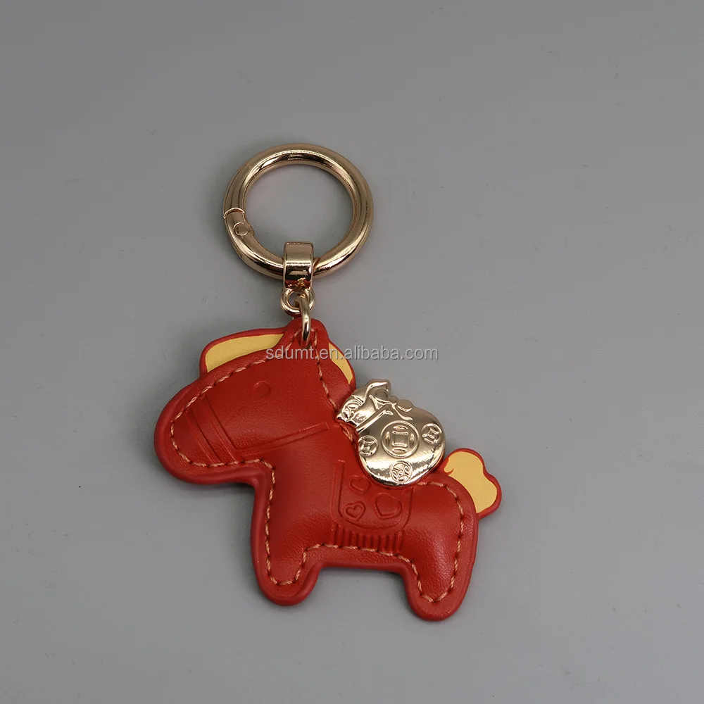 Hot Sale Custom Horse Designer Pu Leather Key Chain Bag Charm Pendant