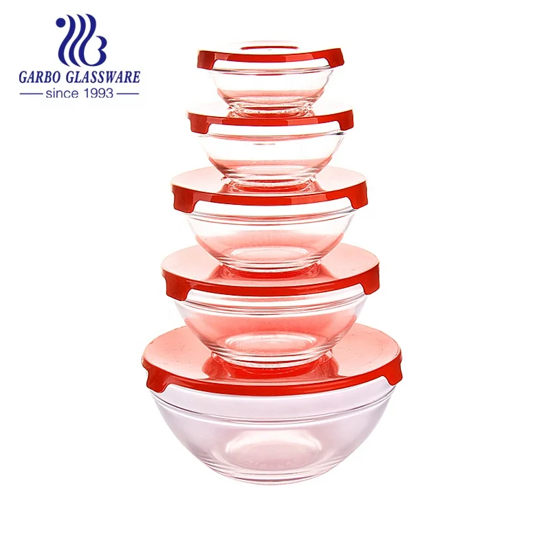 Hot Sale 5PCS 5oz/8oz/12oz/19oz/32oz Glass Salad Food Bowls Set