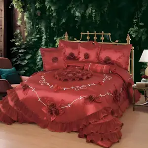 Heirloom Quality Wedding Duvet Set 6 Pcs, European King Size Satin Bedding for a Regal Sleep Experience