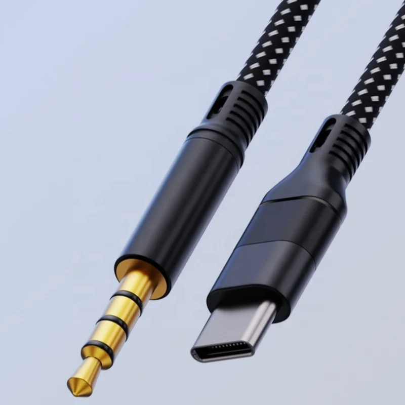 1.2m DAC Type C Audio Cable PVC Braid USB Type-C Male 3.5mm Jack TRRS Car AUX Adapter for iPhone 15 iPad Compatible Speaker