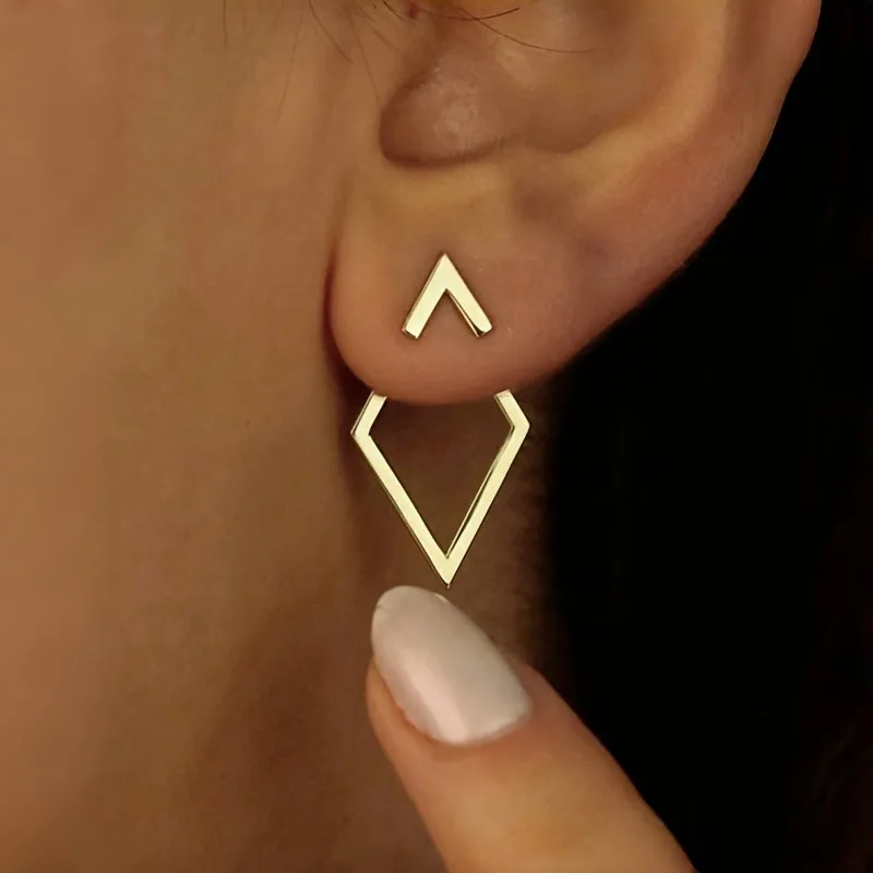 Creative Triangle Square Stud Earrings For Women Trendy Simple