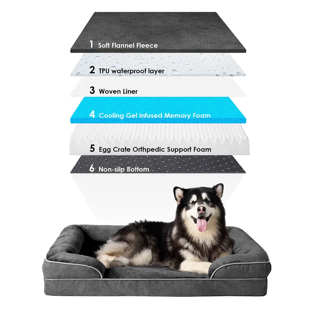 Wholesale waterproof heavy duty extra large orthopedic egg crate memory foam dog pet sofa bed for large dogs details