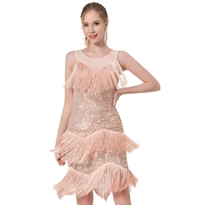 Women's Sequined Fringed Jumpsuit Latin Dance Skirt Fashion Dance Costume Adult Stage Ballroom Dancing Dress