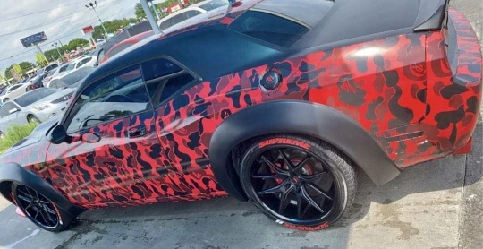2pcs Camouflage Vinyl Wrap Samples - 4x8 Inch Ape Dark Blue Pattern Car Sticker Decal