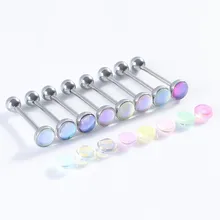 Stainless steel piercing jewelry dazzling Tongue ring 14G straight rod Tongue stud fashion festoon Women's body jewelry