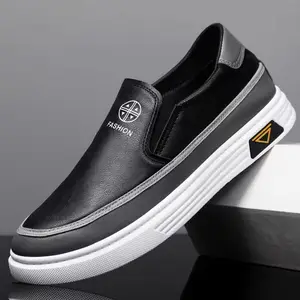 2026 Spring and Autumn New Men's Casual  Artificial Leather Shoes, Lefu Shoes, Shoe Cover, Bean Shoes, White Shoes