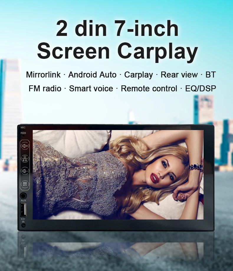 2 Din Car Wired Player 7 Inch Audio Stereo Radio HD MP5 Capacitive Screen Screen Mirror Link BT USB FM Autoradio 7029C
