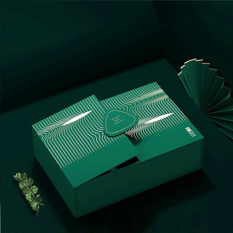 ISO9001 Double Door Design Gift Box for Dragon Boat Festival Hot Gold Silver Logo Printed Rice Dumpling Packaging Boxes Paper