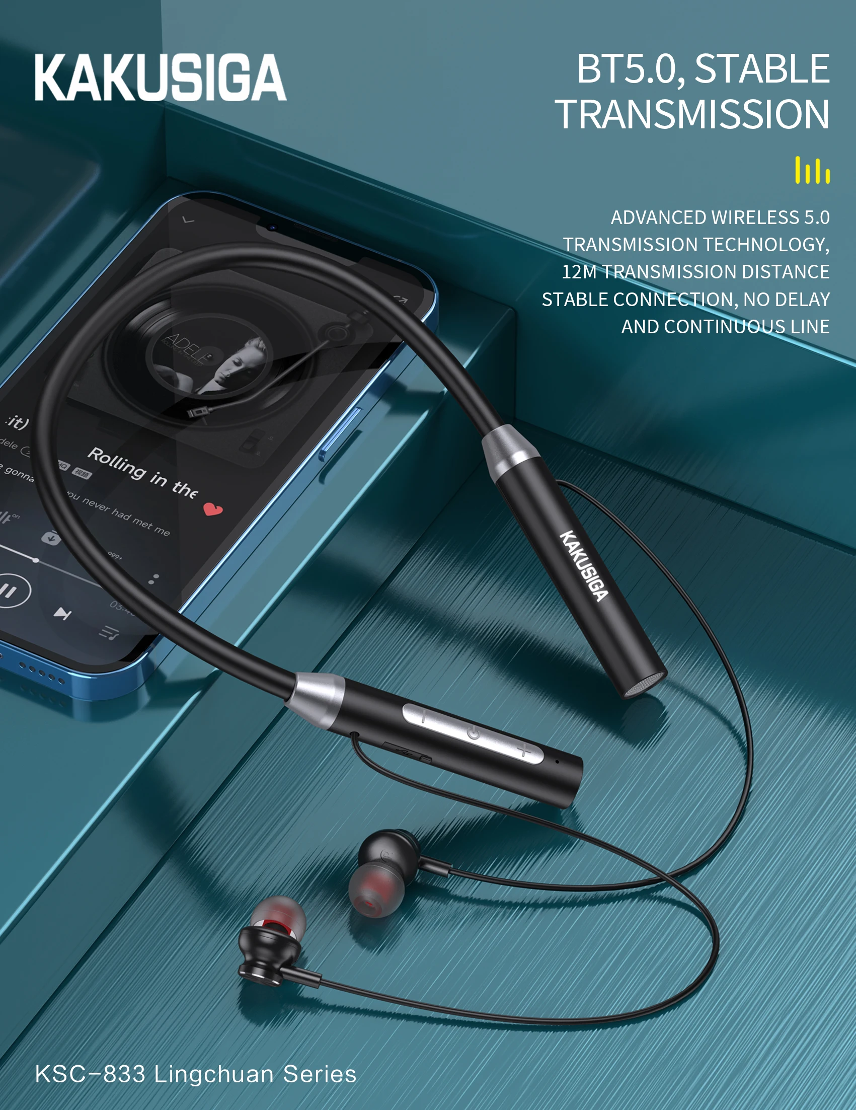 Kakusiga Series Magnetic Neck Hanging Sports Wireless Headphones Blue ...