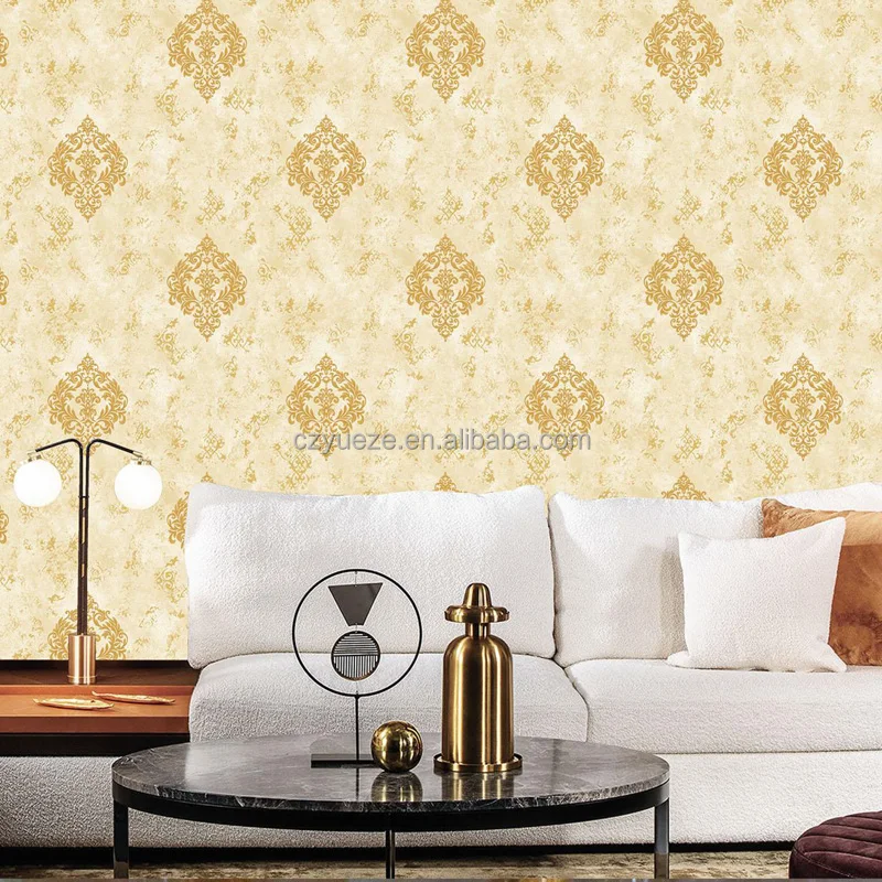 3D Dark Blue Damask Pattern Wallpaper for Living Room Hotel Restaurant Clothing Store Background Wall Wallpaper