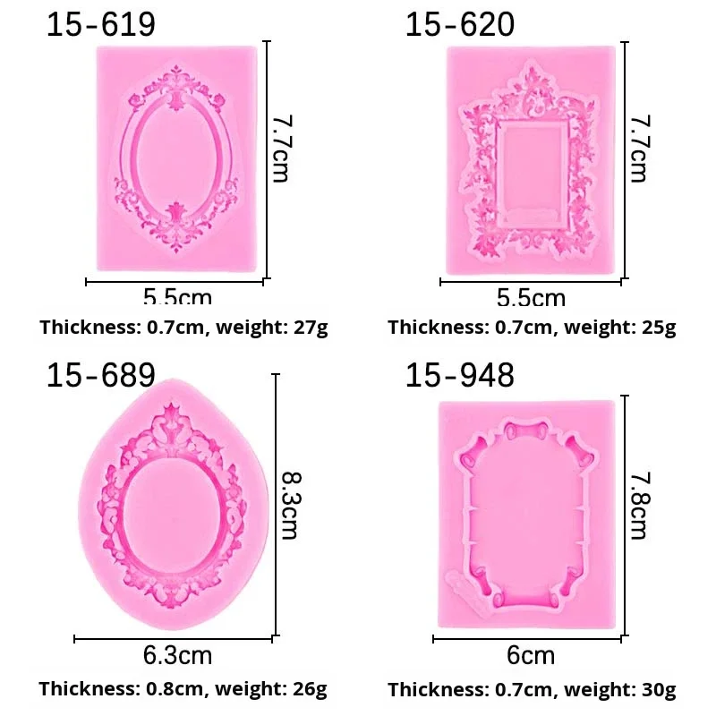 European Style Retro Hollow Photo Frame Fondant Silicone Mold Moldes De Resina Moldes Velas details