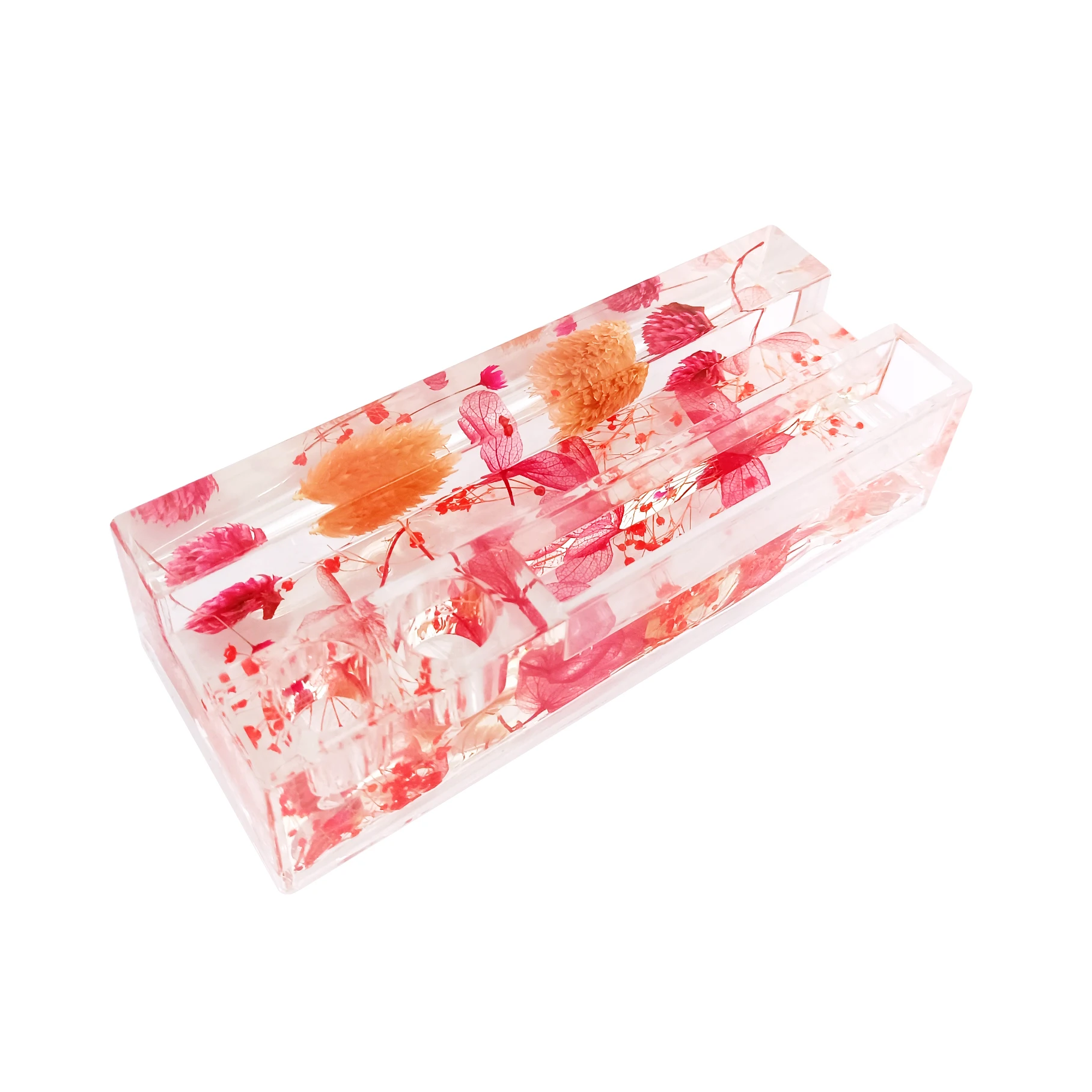 Держатель для телефона с сушеными цветами, Стильный Акриловый чехол для телефона, настольная подставка, офисные ручки, блокнот для записей и карт