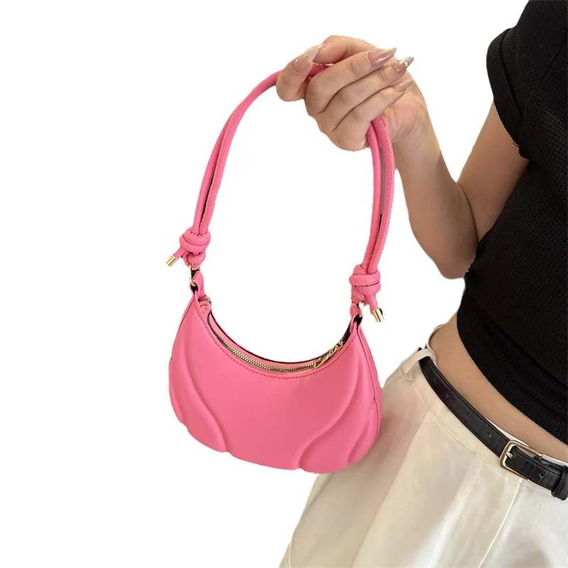 Women's PU Solid Color Hand Crossbody Outdoor Small Body Bag Dumpling Bag