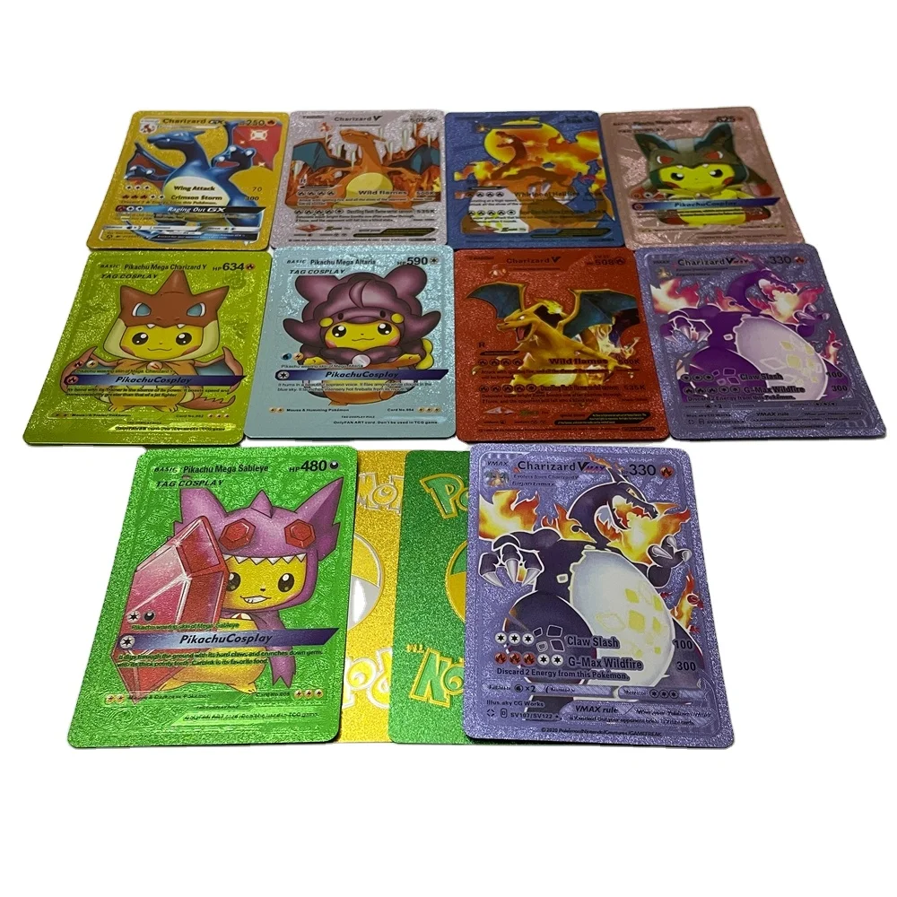 Assorted Rare for Pokemon TCG Trading Cards Colorful Deck Top with Charizard Waterproof Plastic Cards for Kids and Collectors Assorted Rare for Pokemon TCG Trading Cards Colorful Deck Top with Charizard Waterproof Plastic Cards for Kids and Collectors