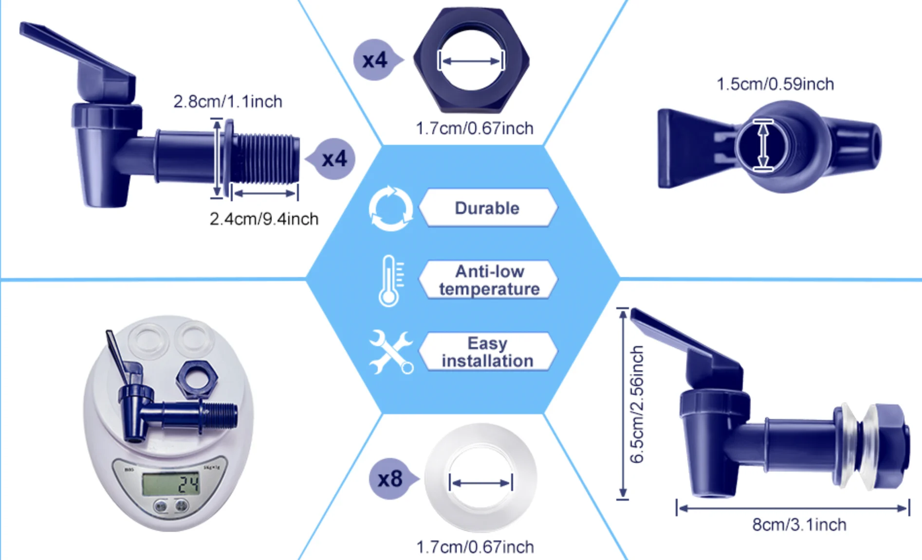Water Cooler Faucet Spigots Reusable Spigot Spout Leak Proof W Lever