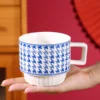 Blue houndstooth stacking cup single cup