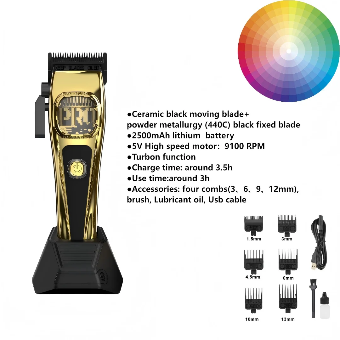 High-Precision Electric Clipper with 1400mAh Battery and 1 Year Warranty for Professional Hair Trimming
