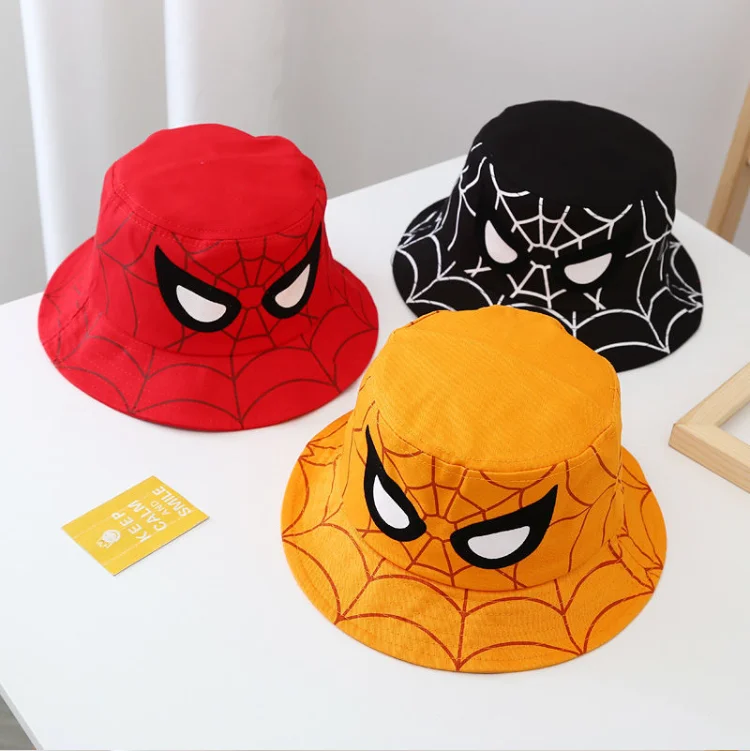 Cartoon Printed Cute Spider Mans Anti-UV Bucket Hat Summer Reversible  Fisherman Hat for Boys