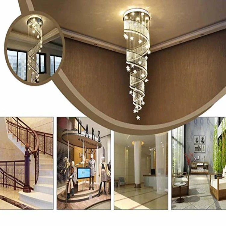 クリスタルスワールレインドロップシャンデリアライト装飾ホール