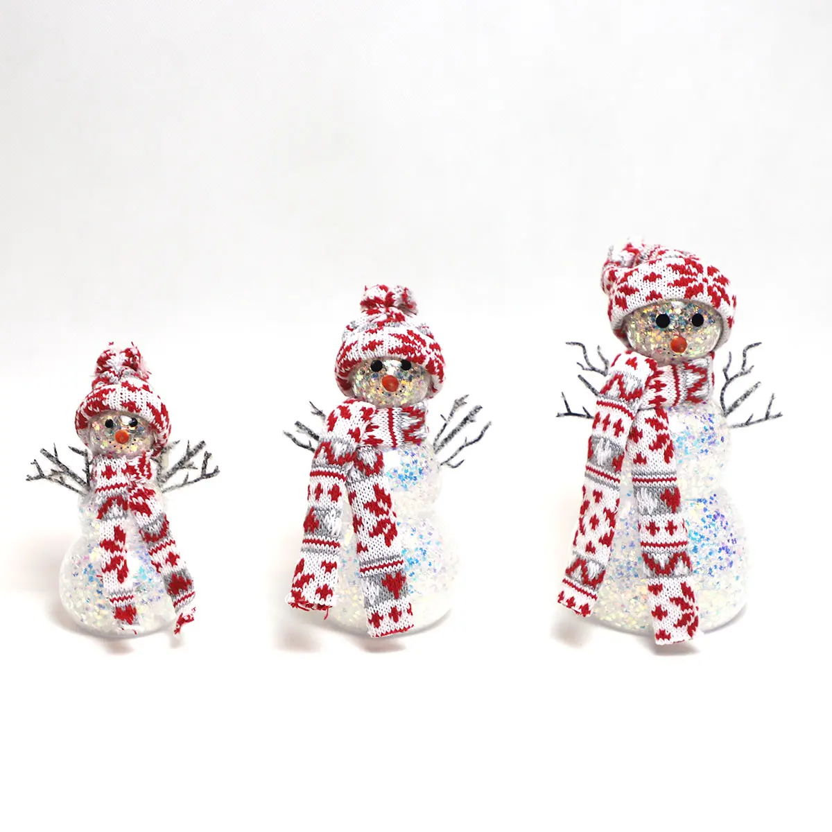 natural christmas decorations glass toy snowmen with led custom shape christmas ornaments