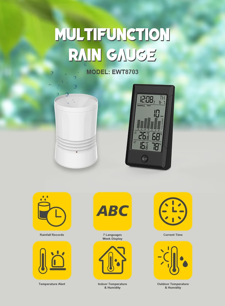 Rain Gauge Weather Station Temperature & Humidity Monitoring System ...