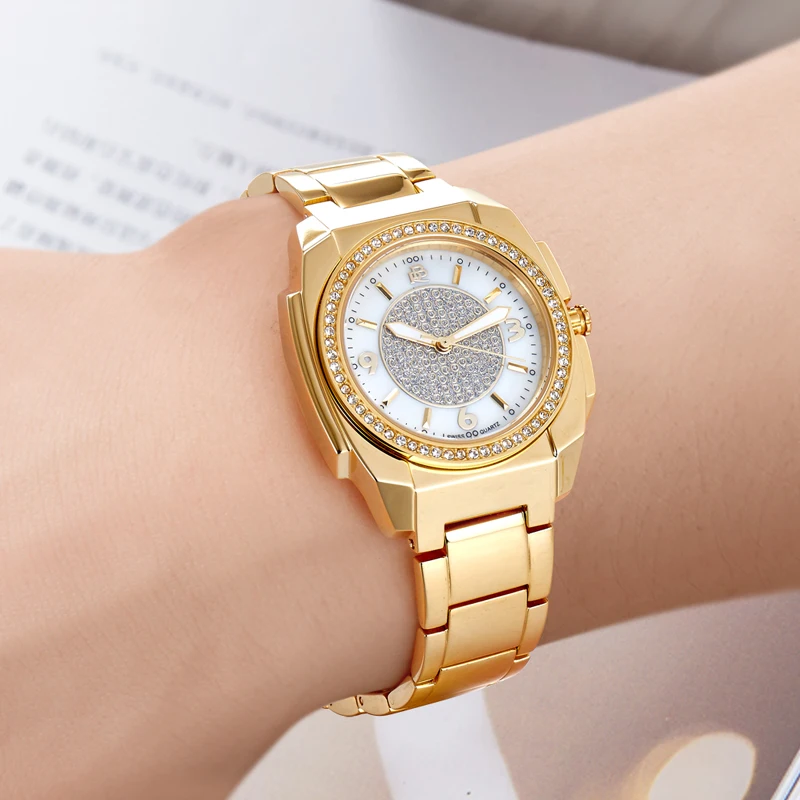 Polygon Design Watch Striped Vertical Line Dial Chinese Palace Design Fine Grain Belt Ladies Quartz Clock Watch