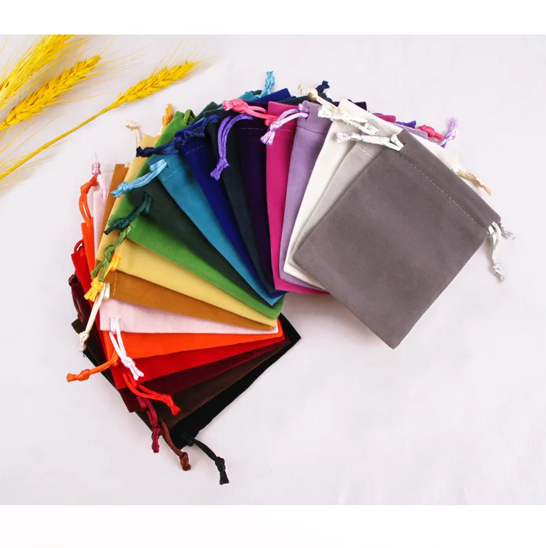 Size Range Options Multiple velvet bag sizes arranged for comparison