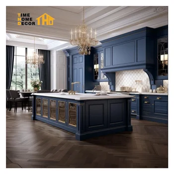 Classic Shaker Cucine Kitchens Design Tall Pantry Glass Shutter Ready to Assemble High End Kitchen Wooden Island Cabinet Set
