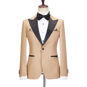 Cenne Des Graoom Elegant Tuxedo Suit for Men Black SatinLapel One Button Slim Fit Solid Wedding Party Dress Costume Homme