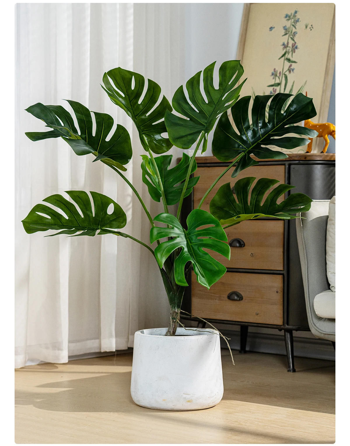 Modern Large Monstera Artificial Trees Realistic Silk Plastic Grass Faux for Indoor Outdoor Hotel Office Decor UV Landscape factory