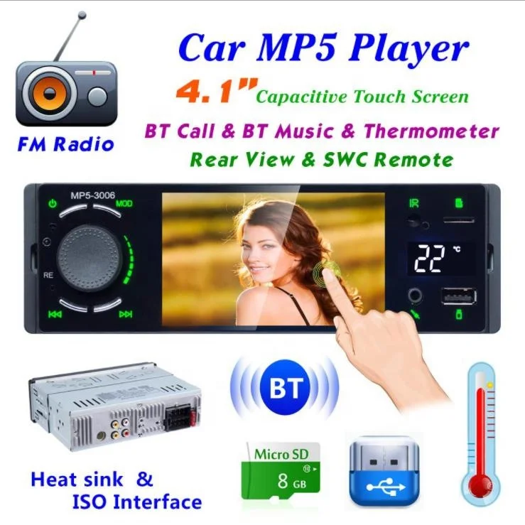 Radio Multimedia con pantalla táctil para coche, reproductor MP5, 1 Din, 7  pulgadas, HD, Mirror Link, estéreo, Bluetooth, 2USB, cámara FM, SWC