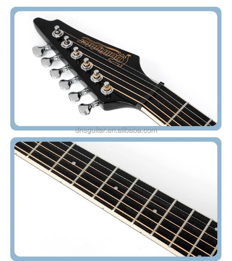 D-32K 32 Zoll Akustikgitarre, Fichtendecke & Nanyang-Holz Rückseite/Zargen, Hals, Palisander-Griffbrett, mit Tonabnehmer – Detail 4