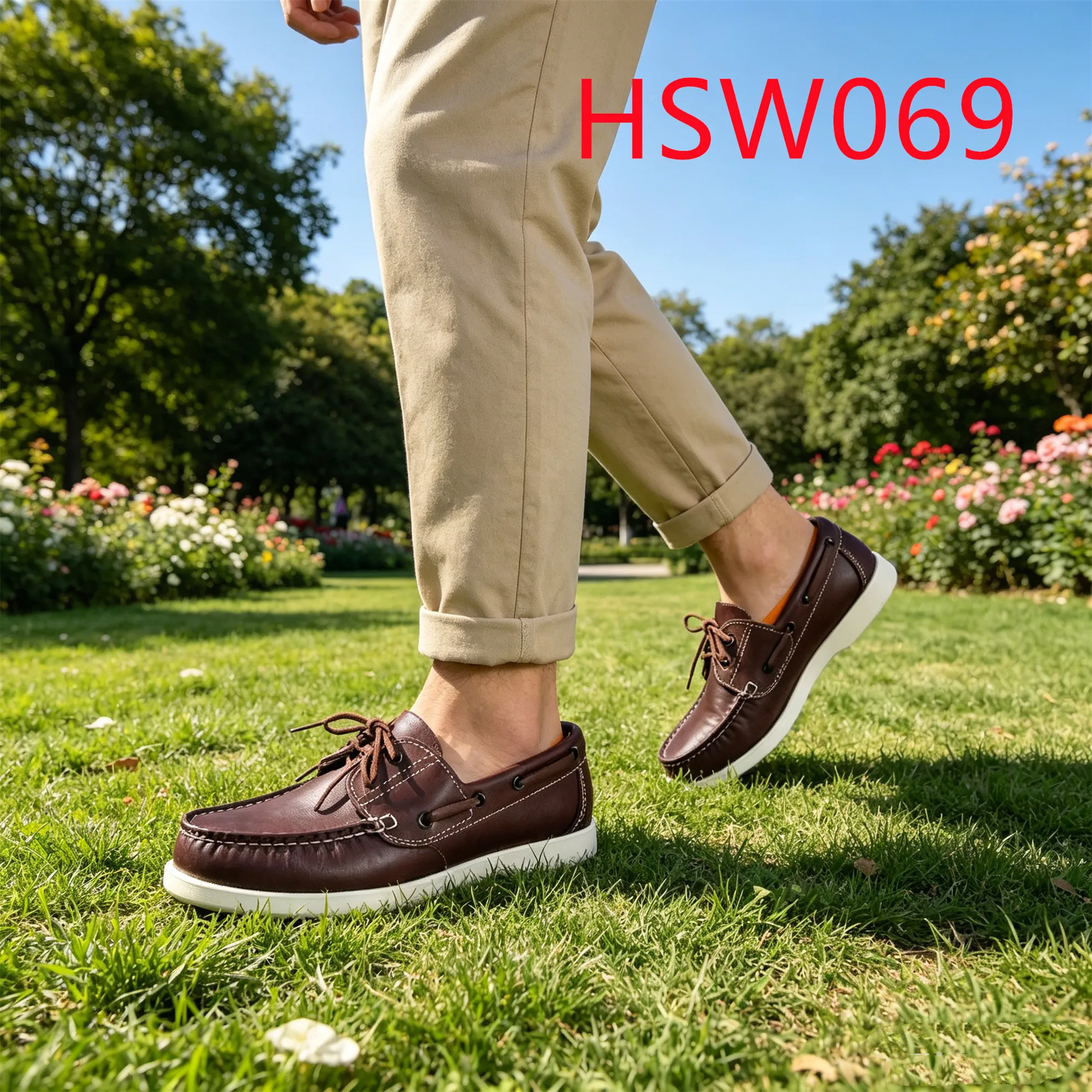 WCY, Europe Market Popular Walking Style Boat Shoes Top-grade Natural Cow Leather Moccasin Men Shoes HSW069