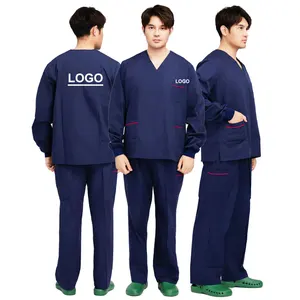 Wholesale Custom Hospital Medical Uniform Women and Man Scrubs Set Medical Scrubs Top and Pants