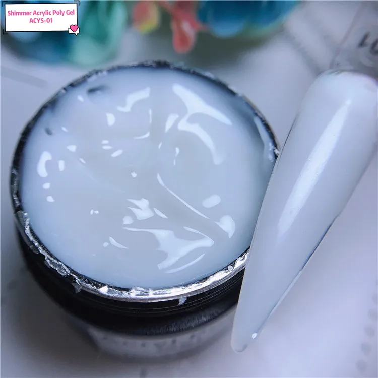 热销牛奶白色凝胶抛光硬凝胶丙烯酸闪光聚凝胶用于指甲延伸艺术