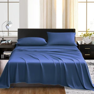 High-End 6-Piece Bamboo Fiber Bed Sheet Set Solid Color for King Size Bed Cooling Effectively Soft for Summer