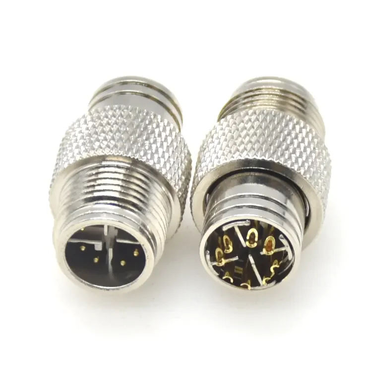 Custom Industrial Automation Shielded Springy Moldable Metal Connector 8 Pin M12 X Code Connector Male Plug