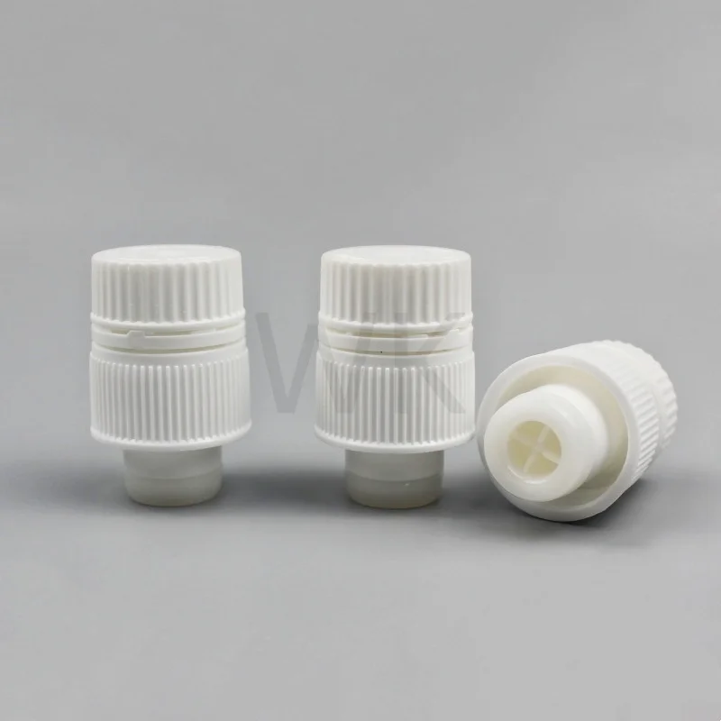 ボトルジュースのキャップ 28mm PPジュースパウダー用蓋付きボトル、プレス式キャップ