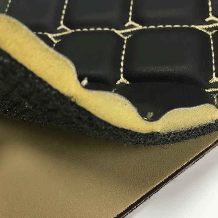 Bulk Supply Wear-resistant Quilted Synthetic PU Leather Fabric Car Seat Cover Material for Vehicle Floor Carpet Renovation Use