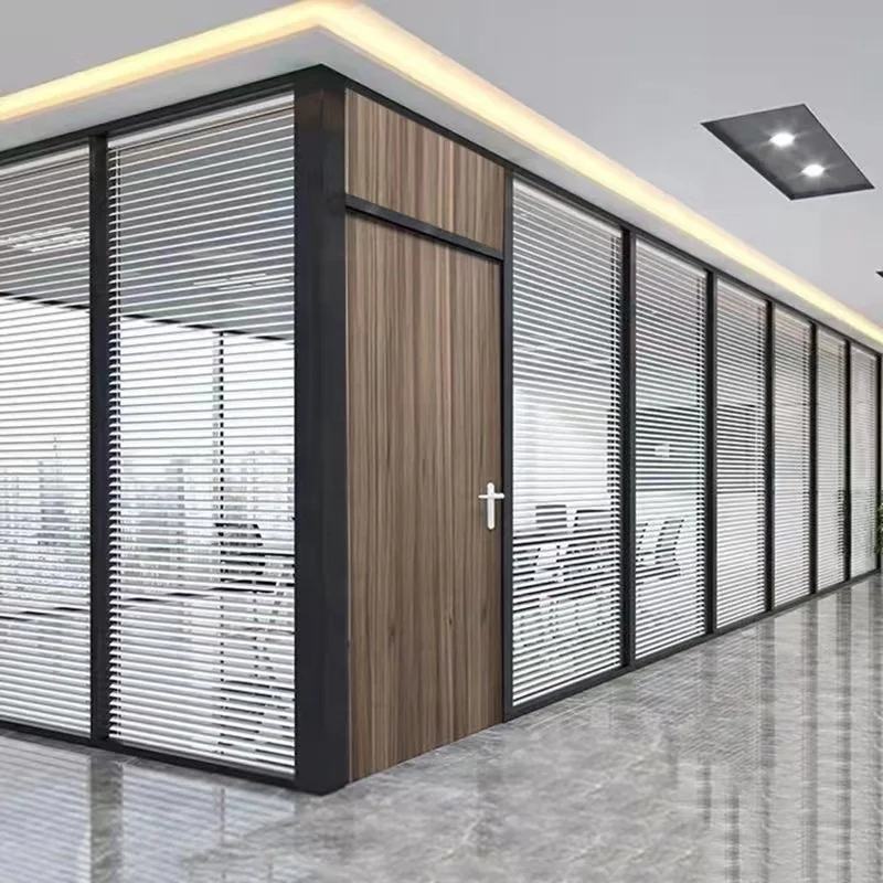 Portable Framed Fixed Glass Partition Door Office Partition Wall Cubicle for Commerical Building Glass Wall