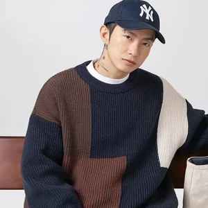 OEM & ODM Autumn Winter Thick Needle Heavy Knitted Sweater for Men Women Color Block CUSTOMIZED R&D Wholesale Sample
